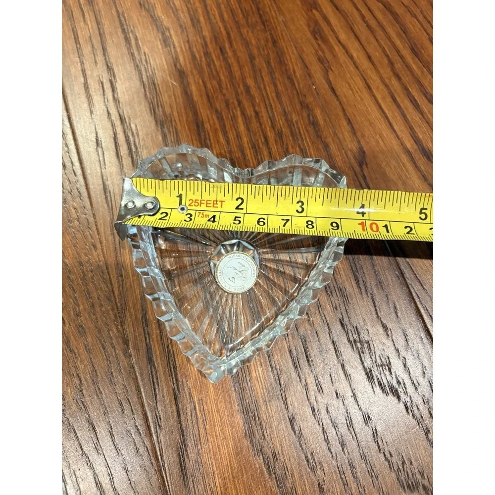 Vintage Clear Lead Crystal Glass Heart Shaped Trinket Jewelry Dish